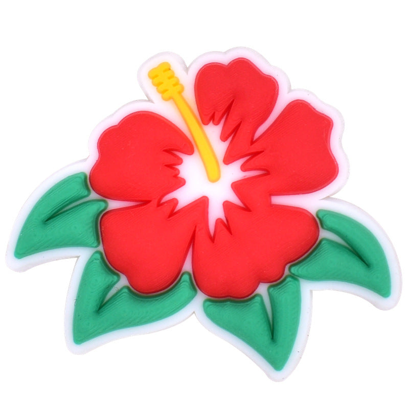 10Pcs Cute Cartoon Monstera Deliciosa Hibiscus DIY Ideas Series Charms - For Crocs Shoes EVA Bogg Bag Accessories