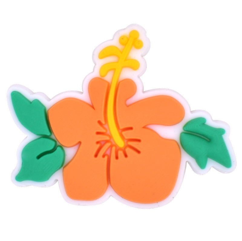 10Pcs Cute Cartoon Monstera Deliciosa Hibiscus DIY Ideas Series Charms - For Crocs Shoes EVA Bogg Bag Accessories