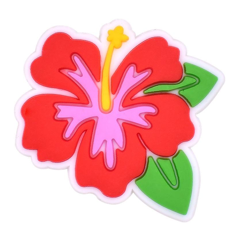 10Pcs Cute Cartoon Monstera Deliciosa Hibiscus DIY Ideas Series Charms - For Crocs Shoes EVA Bogg Bag Accessories