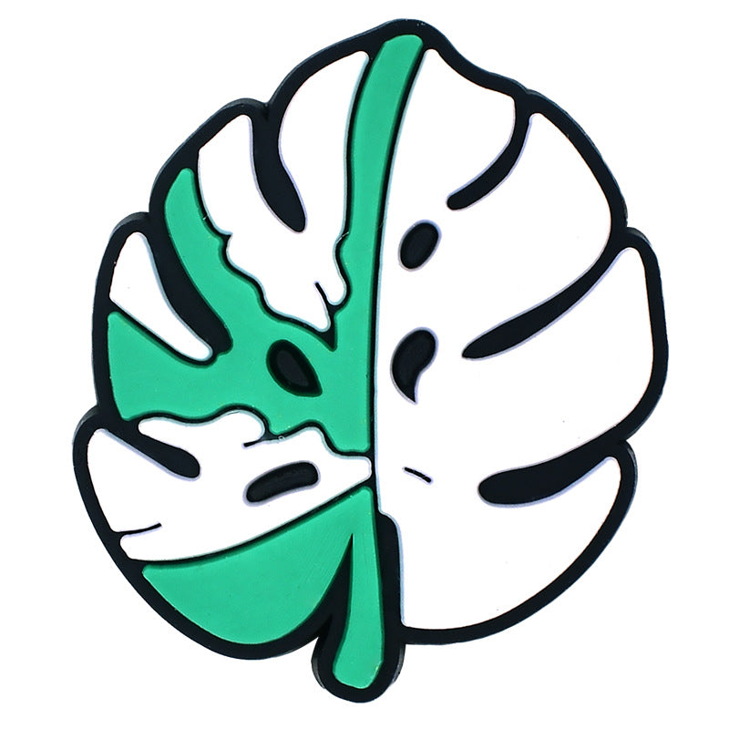 10Pcs Cute Cartoon Monstera Deliciosa Hibiscus DIY Ideas Series Charms - For Crocs Shoes EVA Bogg Bag Accessories