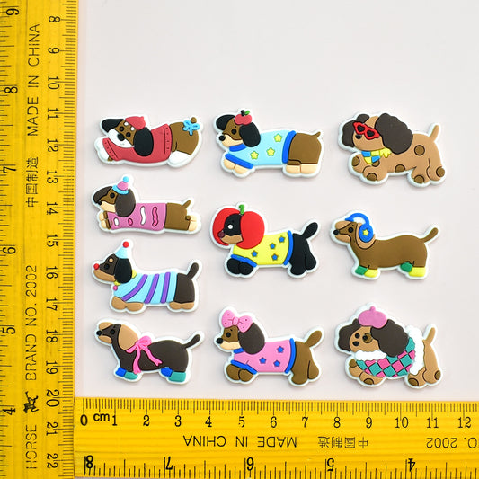10pcs Cute Puppy DIY Ideas Series Charms - For Crocs Shoes EVA Bogg Bag Accessories