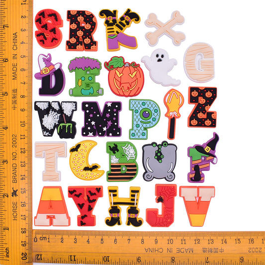 26pcs Letters Halloween Series Charms - EVA Bag Shoes Accessories