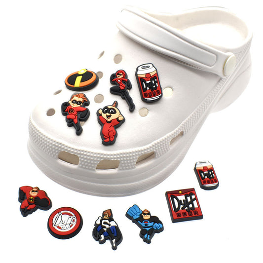 10Pcs Cute Cartoon Superhero Squad DIY Ideas Series Charms - For Crocs Shoes EVA Bogg Bag Accessories