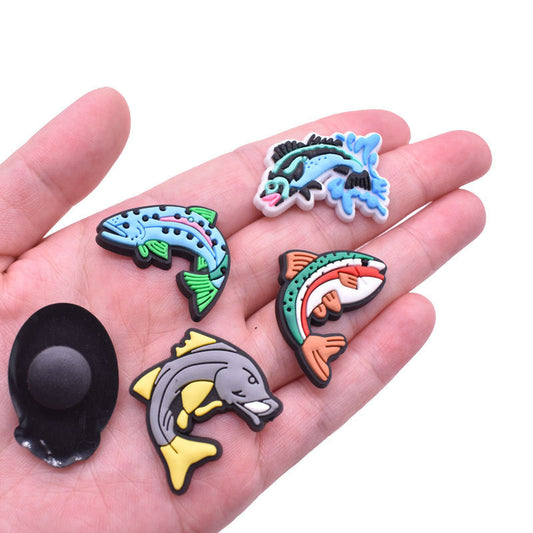 10Pcs Cute Cartoon Fish DIY Ideas Series Charms - For Crocs Shoes EVA Bogg Bag Accessories