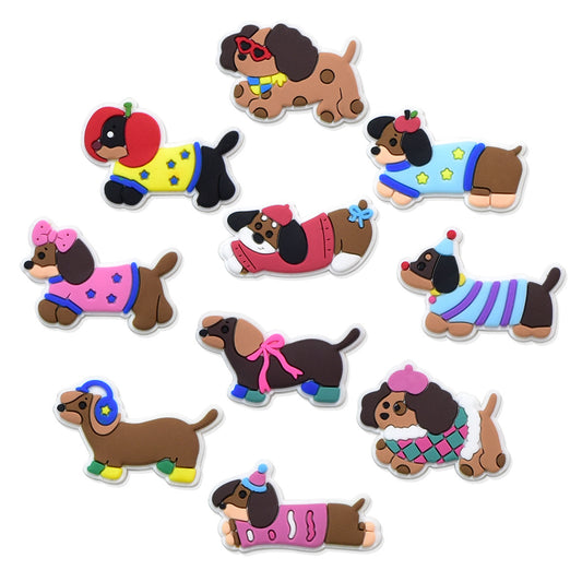 10pcs Cute Puppy DIY Ideas Series Charms - For Crocs Shoes EVA Bogg Bag Accessories