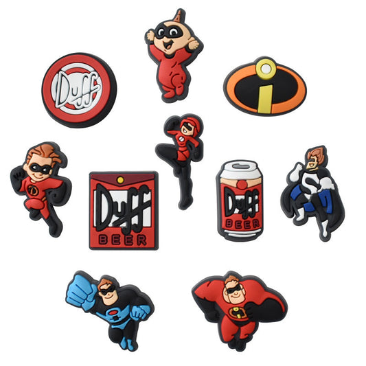 10Pcs Cute Cartoon Superhero Squad DIY Ideas Series Charms - For Crocs Shoes EVA Bogg Bag Accessories