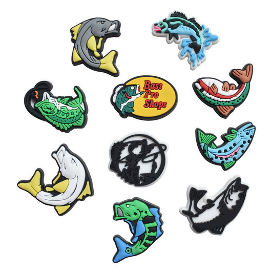 10Pcs Cute Cartoon Fish DIY Ideas Series Charms - For Crocs Shoes EVA Bogg Bag Accessories